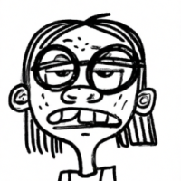 An ugly girl with glasses. 1960s cartoon